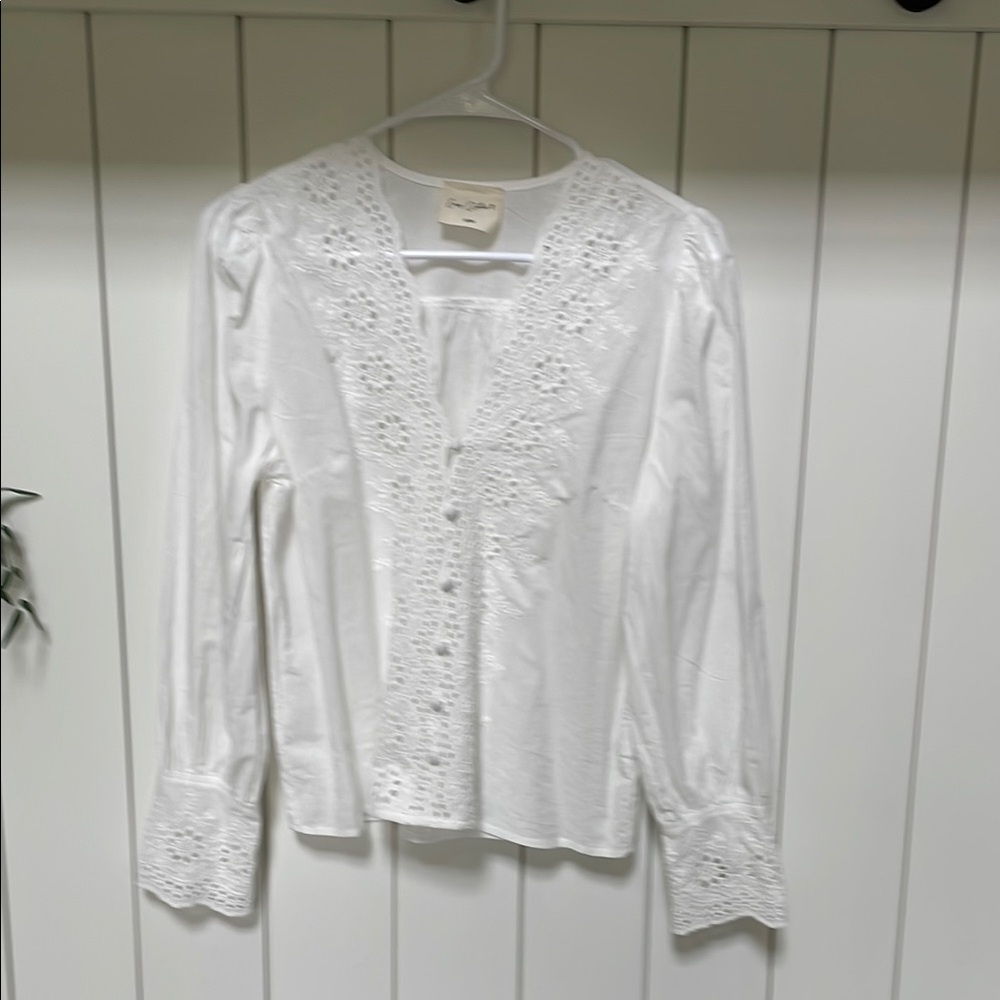 White Cut Out Detail Women's Top